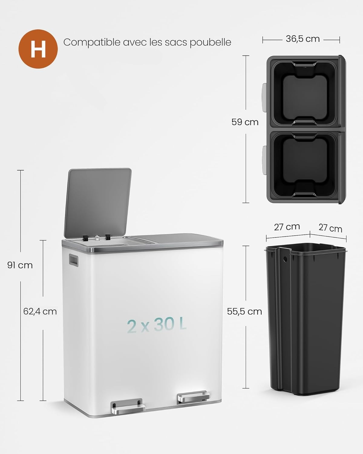 Poubelle à Double Compartiment