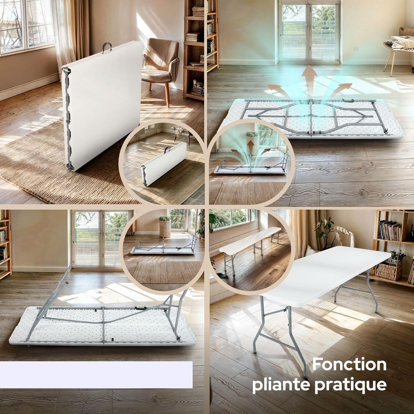 Ensemble Table Pliante et 2 Banc