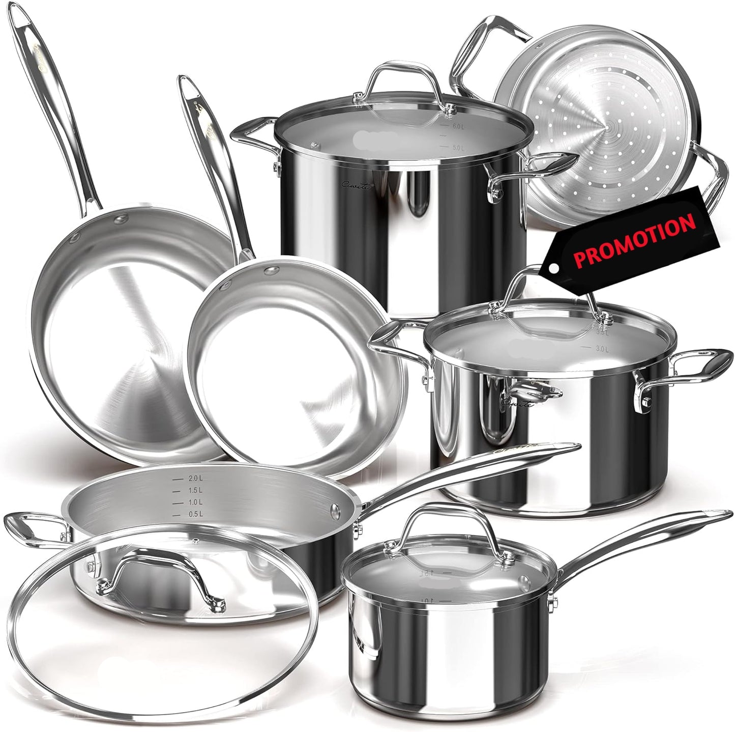 Batterie de Cuisine en Acier Inox 11 Pièces
