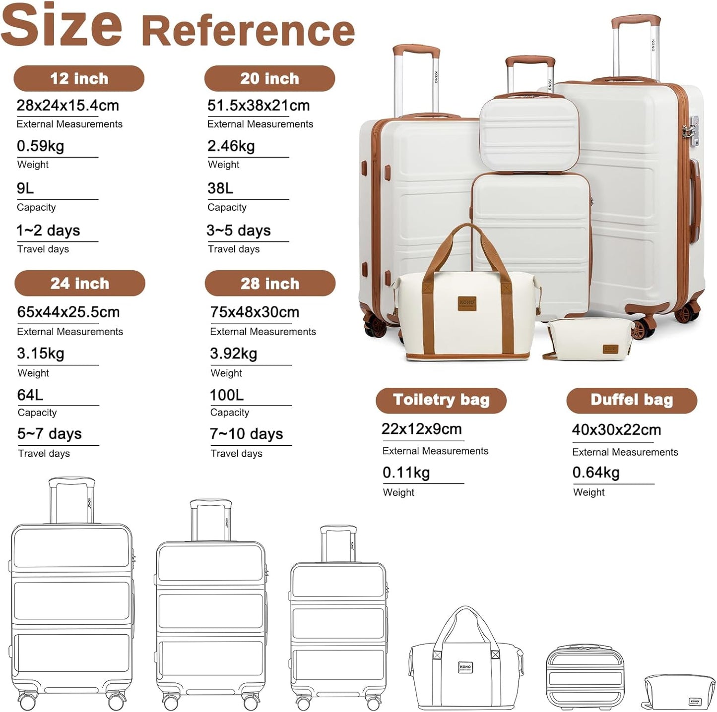 Lot de Valises de Voyage