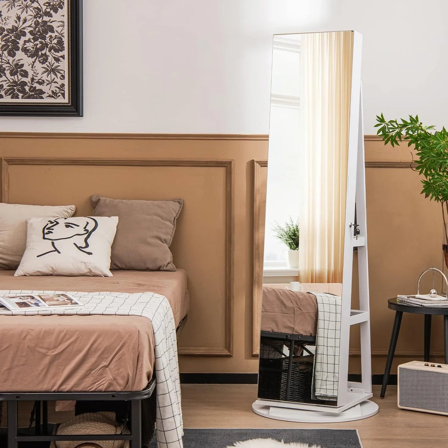 Armoire à Bijoux Rotative avec Miroir