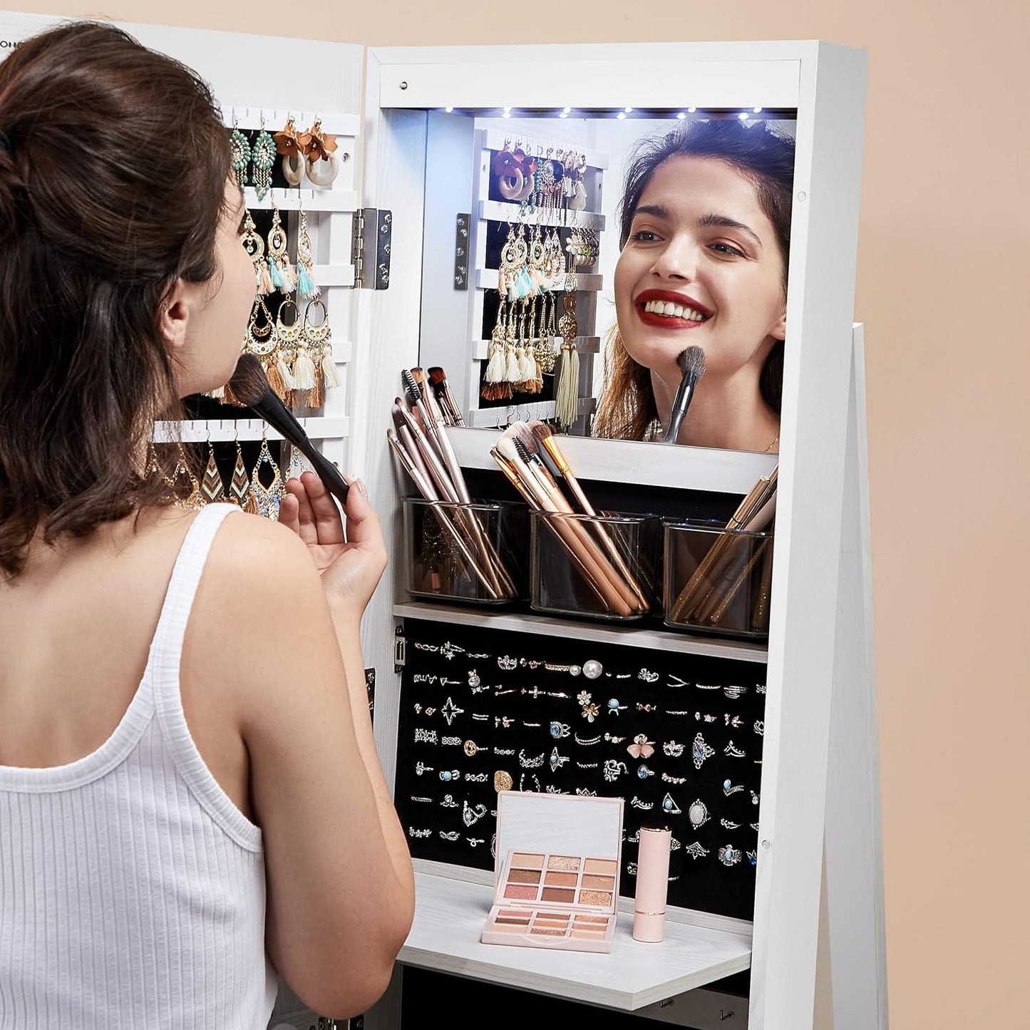 Armoire à Bijoux Rotative avec Miroir