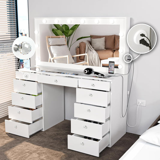 Coiffeuse avec Miroir et Lumineux LED