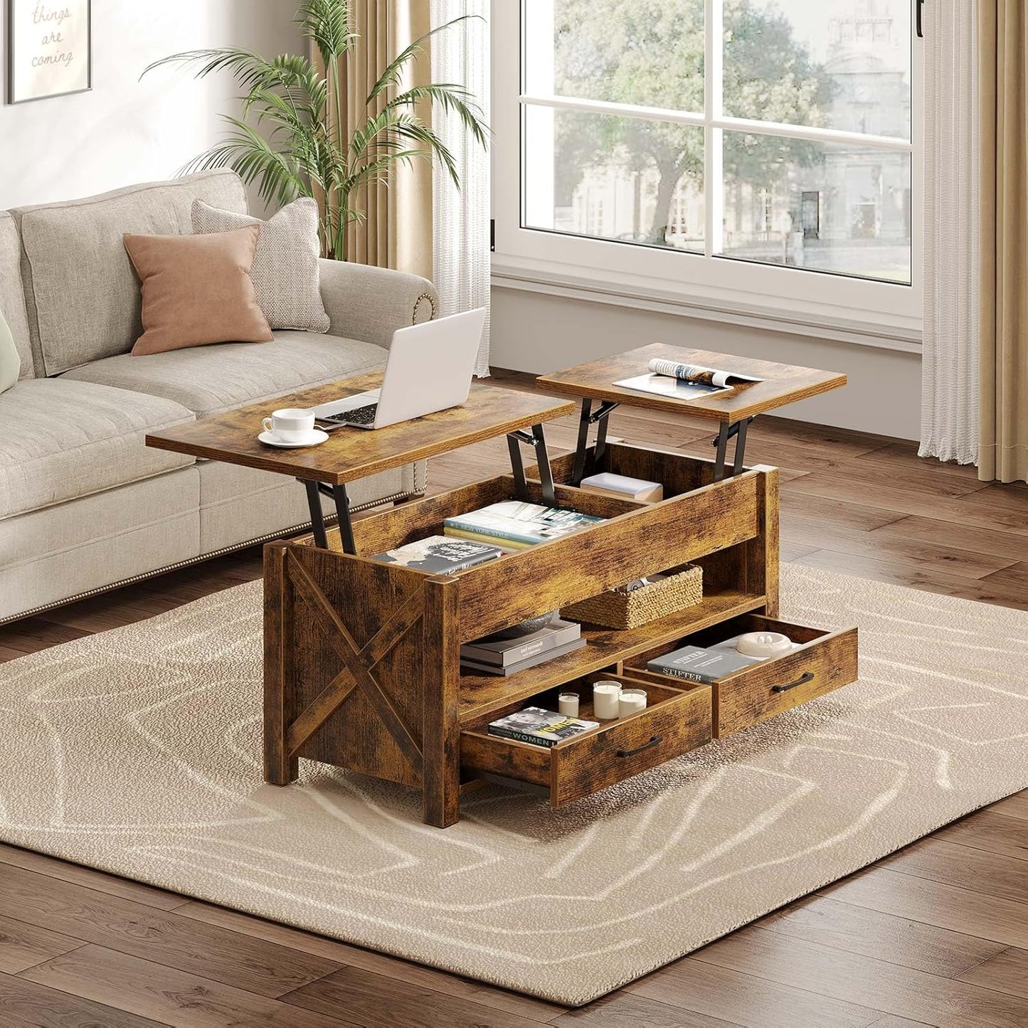 Table de Salon avec Plateau Relevable