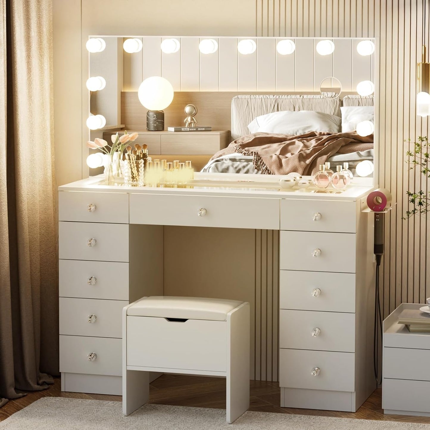 Coiffeuse avec Miroir et Éclairage LED